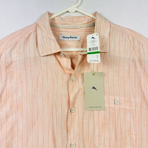 Tommy Bahama Men's Sand Linen Valencia Shirt Large Stripe Short Sleeve NWT $118 - Picture 6 of 11